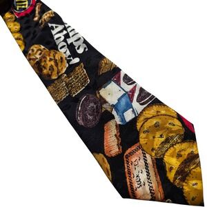 Nicole Miller Mens Novelty Food Cookie Oreo Ritz Cracker Tie Black Silk
